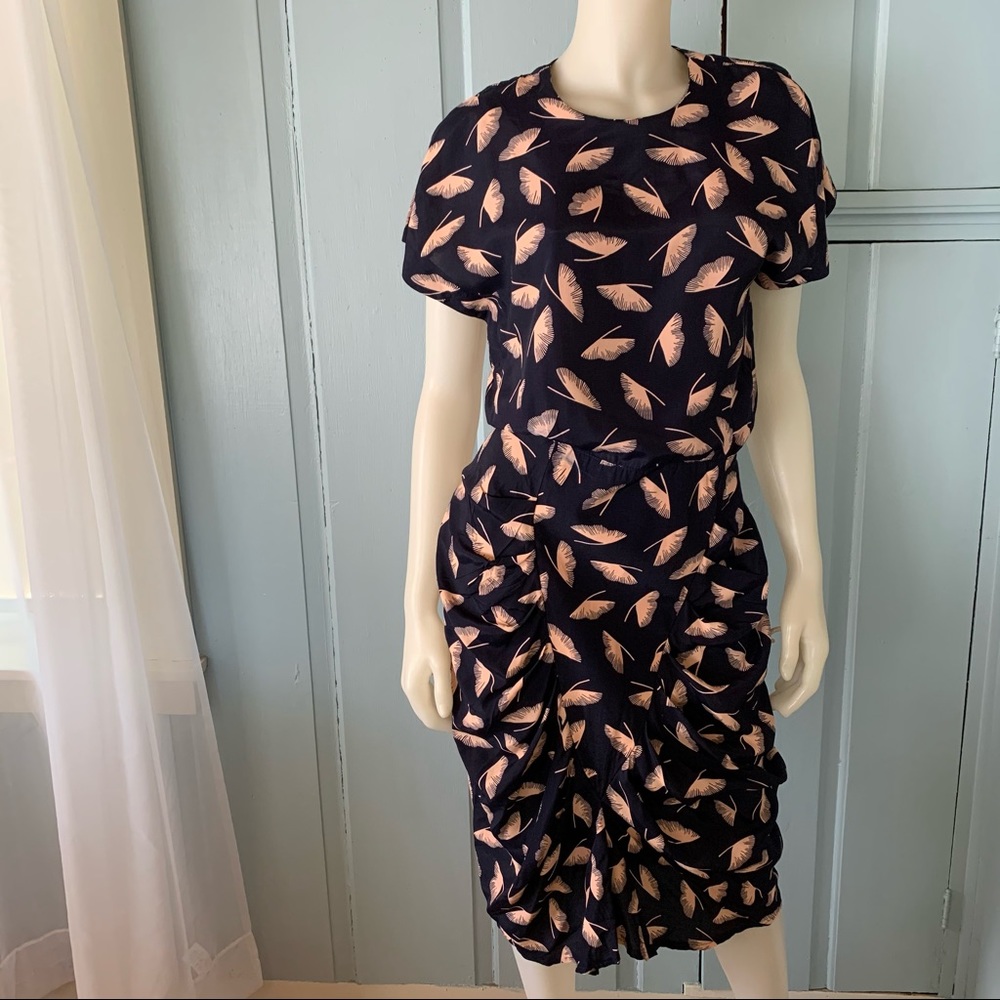 Vintage All That Jazz Feather Print Wiggle Dress